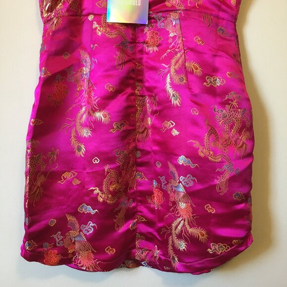NWT Missguided Pink Jacquard Dragon and Phoenix Strappy Mini Dress - Picture 6 of 15